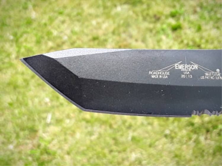 Emerson Roadhouse tactical folding knife penetrating tip.