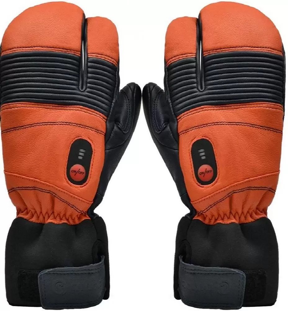 This image shows the heated winter mittens by the brand "savior" they have 3 Fingers instead of 2, 1 for the thumb, 1 for the index finger and another for the rest of the hand.