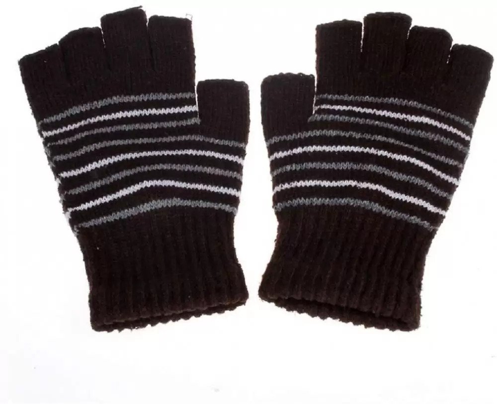 This image depicts the gloves side by side, also showing the knit fashionable gloves are fingerless and probably only for for indoors